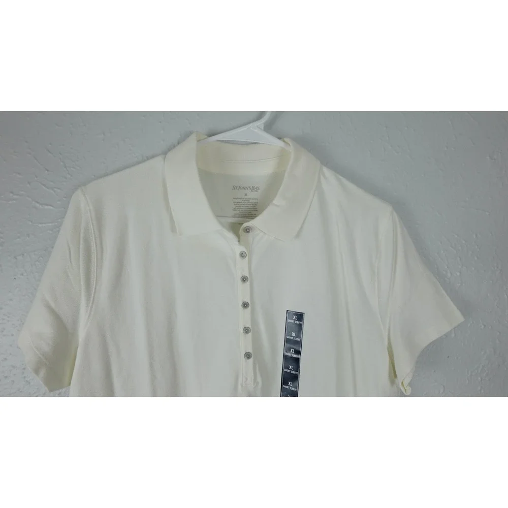 ST. JOHN'S BAY Men's Xlarge  White Polo‎ Shirt